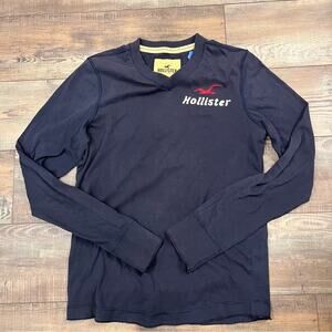 Vintage Y2K Hollister Navy Long Sleeve Shirt Men Size Medium